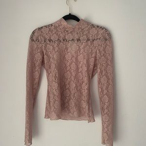 ROSE URBAN OUTFITTERS TOP LACE SHEER AESTHETIC